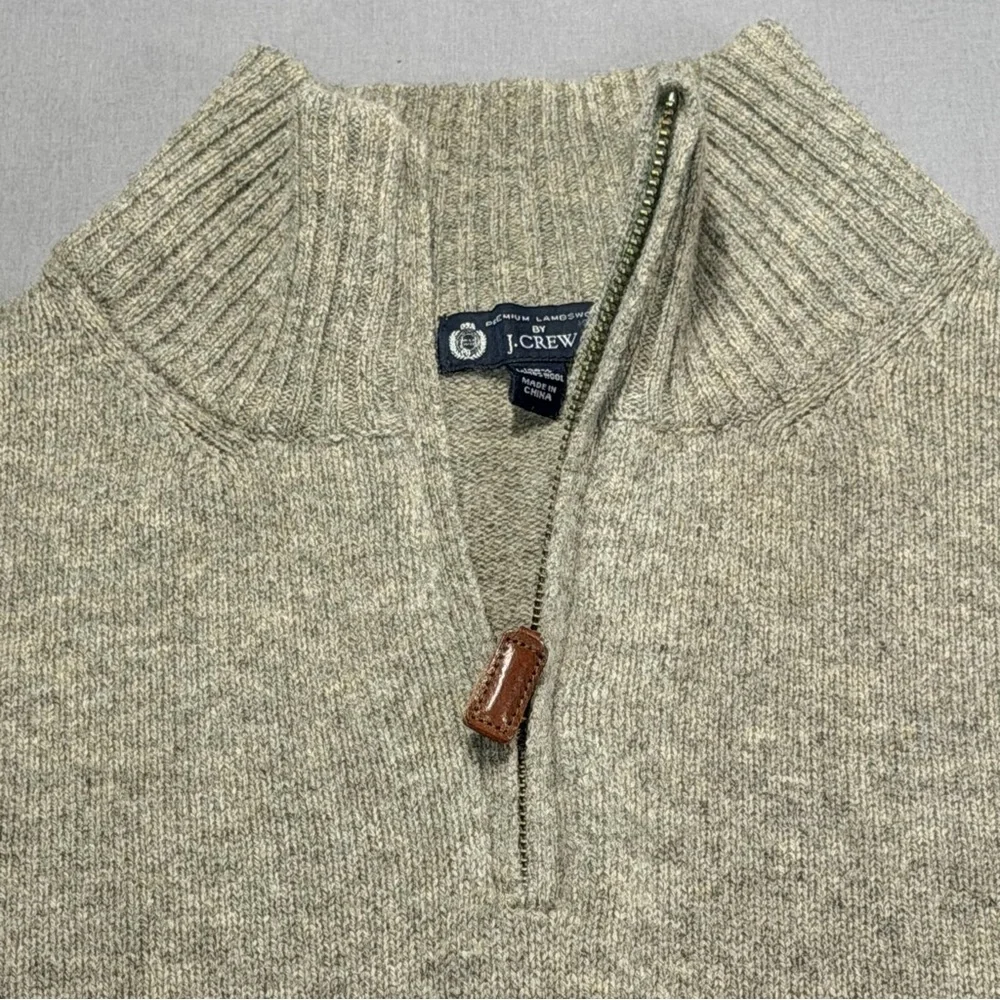 J Crew Premium Lambswool Quarter Zip Knit Pullover Sweater - Mens XL - Tan